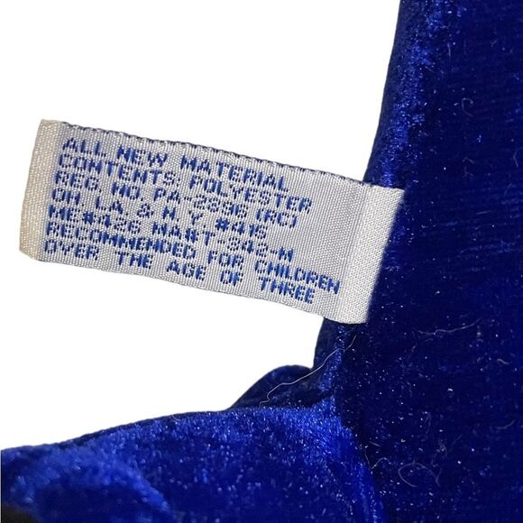 Vtg 90s BJ Toys Blue Dinosaur Stuffed Animal Plush Triceratops Cobalt Velour 15” - Picture 7 of 8